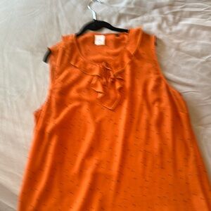 CAbi Orange Ruffled Blouse